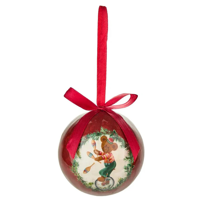 Conjunto de 14 bolas de Natal em tecido com caixa de urso