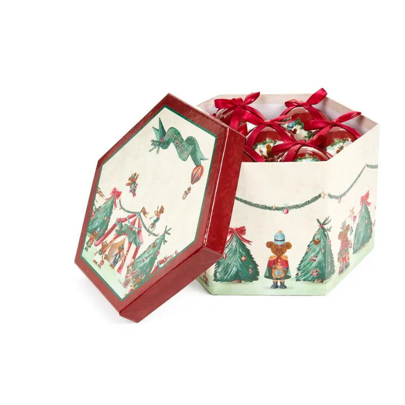 Conjunto de 14 bolas de Natal em tecido com caixa de urso