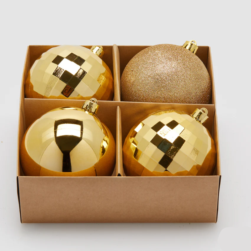 Conjunto de 4 bolas de Natal douradas