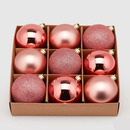 Caixa com 9 Bolas de Natal Rosa