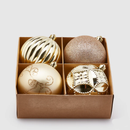 Caixa com 4 Bolas de Natal Decoradas em  Champanhe