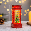 Enfeite Natalino Cabine de Telefone com Luminária - Papai Noel Árvore Boneco de Neve