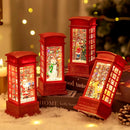 Enfeite Natalino Cabine de Telefone com Luminária - Papai Noel Árvore Boneco de Neve