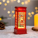 Enfeite Natalino Cabine de Telefone com Luminária - Papai Noel Árvore Boneco de Neve