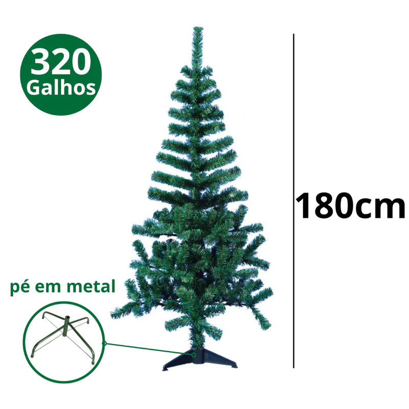 Arvore Natal Grande Pinheiro Decoração Natal 120cm 150cm 180cm 210cm Até 450Galhos