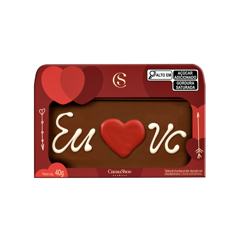 Tablete de Chocolate ao Leite Chocoarte Amor 40g