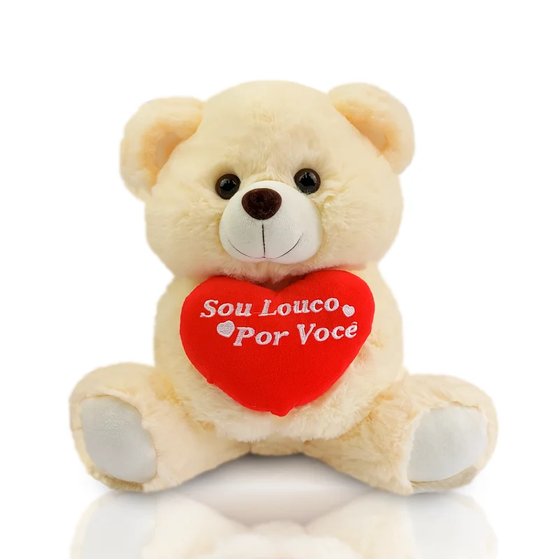 Urso de Pelúcia 30 cm Sentado - Louco por Você Pérola