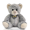 Urso de Pelúcia 24 cm Sentado - Ravi Com Bandana Xadrez Cinza