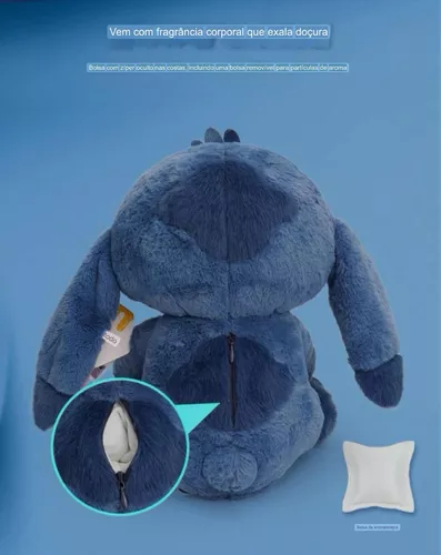 Urso De Pelúcia Stitch Encantador Antialergico Macio Cor Azul